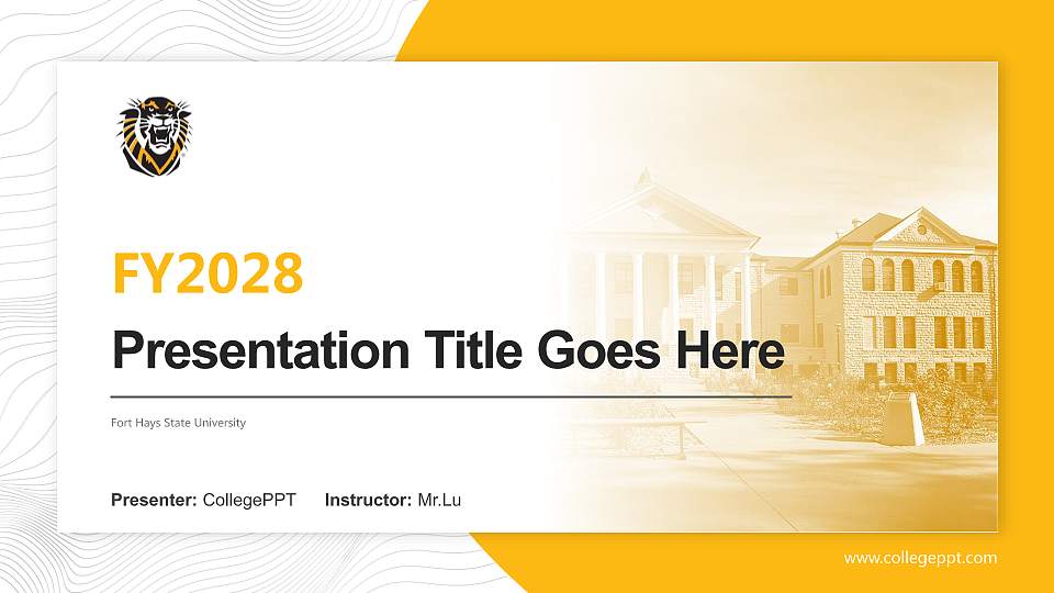 Fort Hays State University Academic Presentation/Research Findings Report PPT Template16:9 ratio PPT effect preview image
