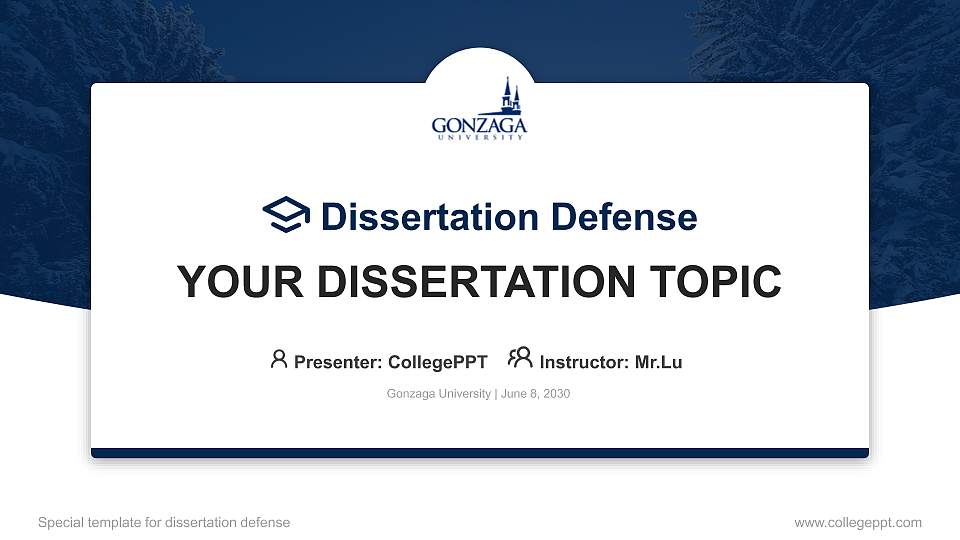 Gonzaga University Graduation Thesis Defense PPT Template16:9 ratio PPT effect preview image