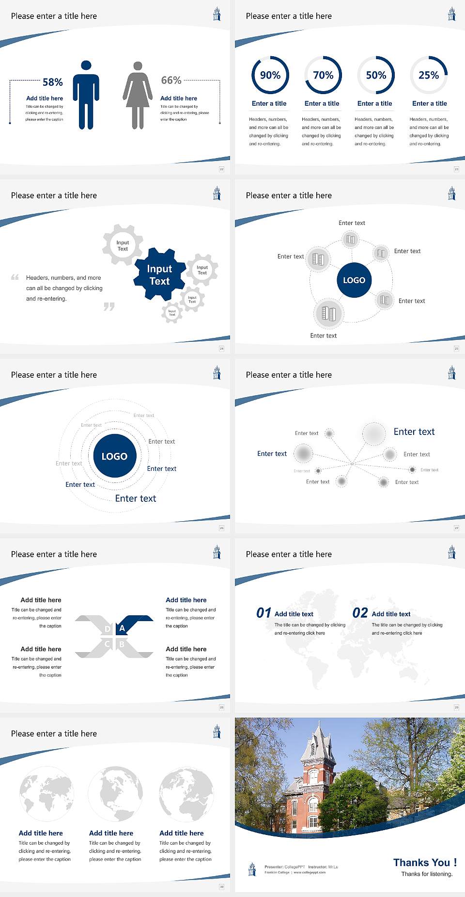 Franklin College Course/Courseware Creation PPT Template4:3 ratio PPT effect preview image4