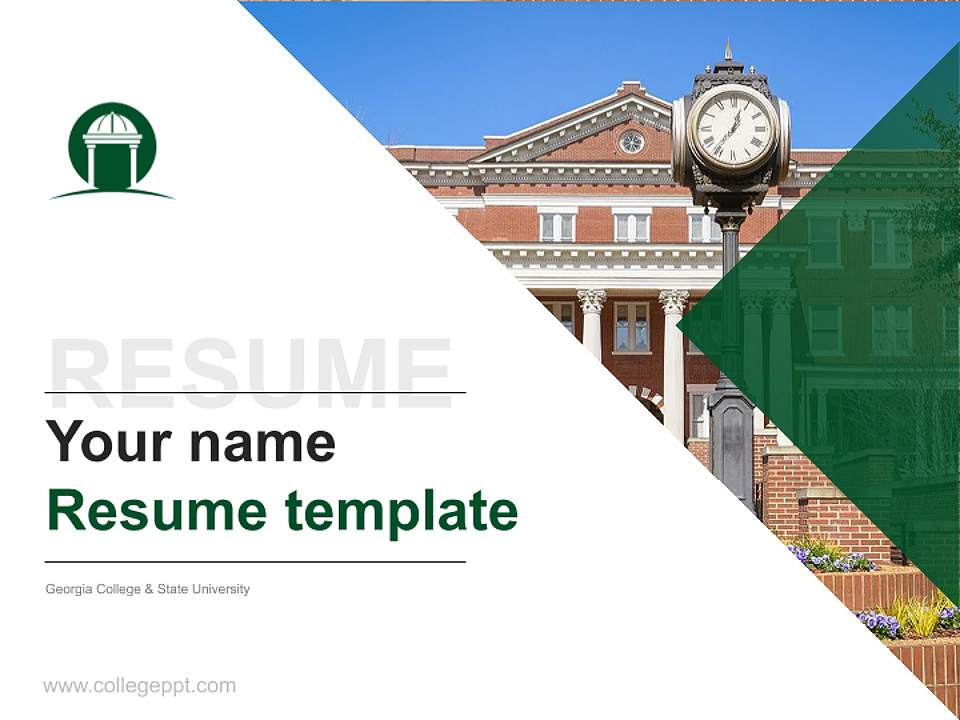 Georgia College & State University Resume PPT Template4:3 ratio PPT effect preview image5
