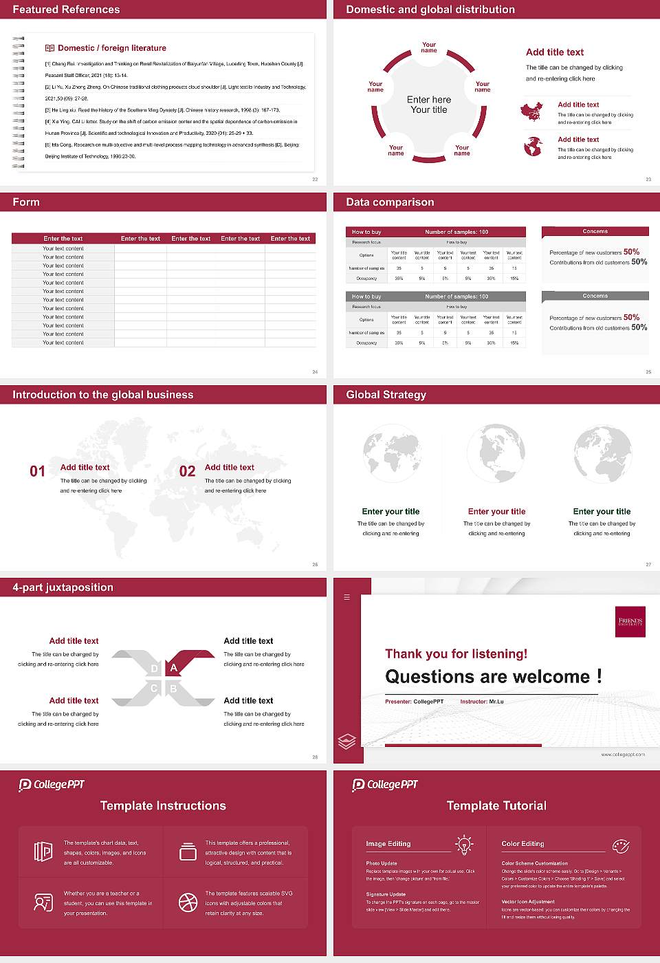 Friends University Thesis Proposal/Graduation Defense PPT Template16:9 ratio PPT effect preview image4