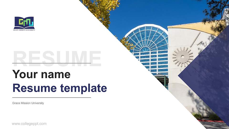 Grace Mission University Resume PPT Template16:9 ratio PPT effect preview image
