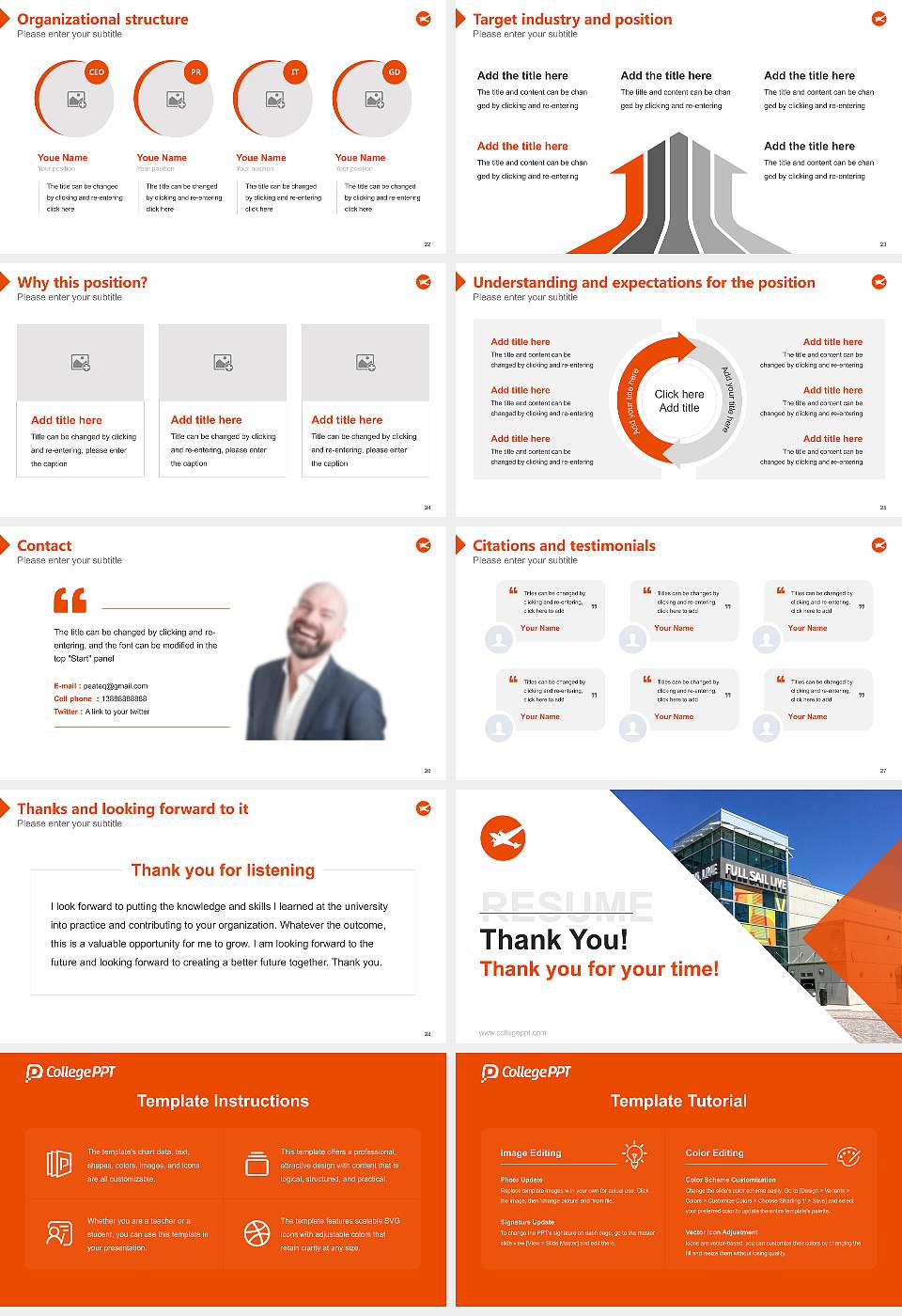 Full Sail University Resume PPT Template16:9 ratio PPT effect preview image4