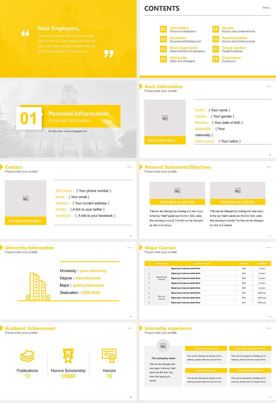 Gustavus Adolphus College Resume PPT Template16:9 ratio PPT effect preview image2