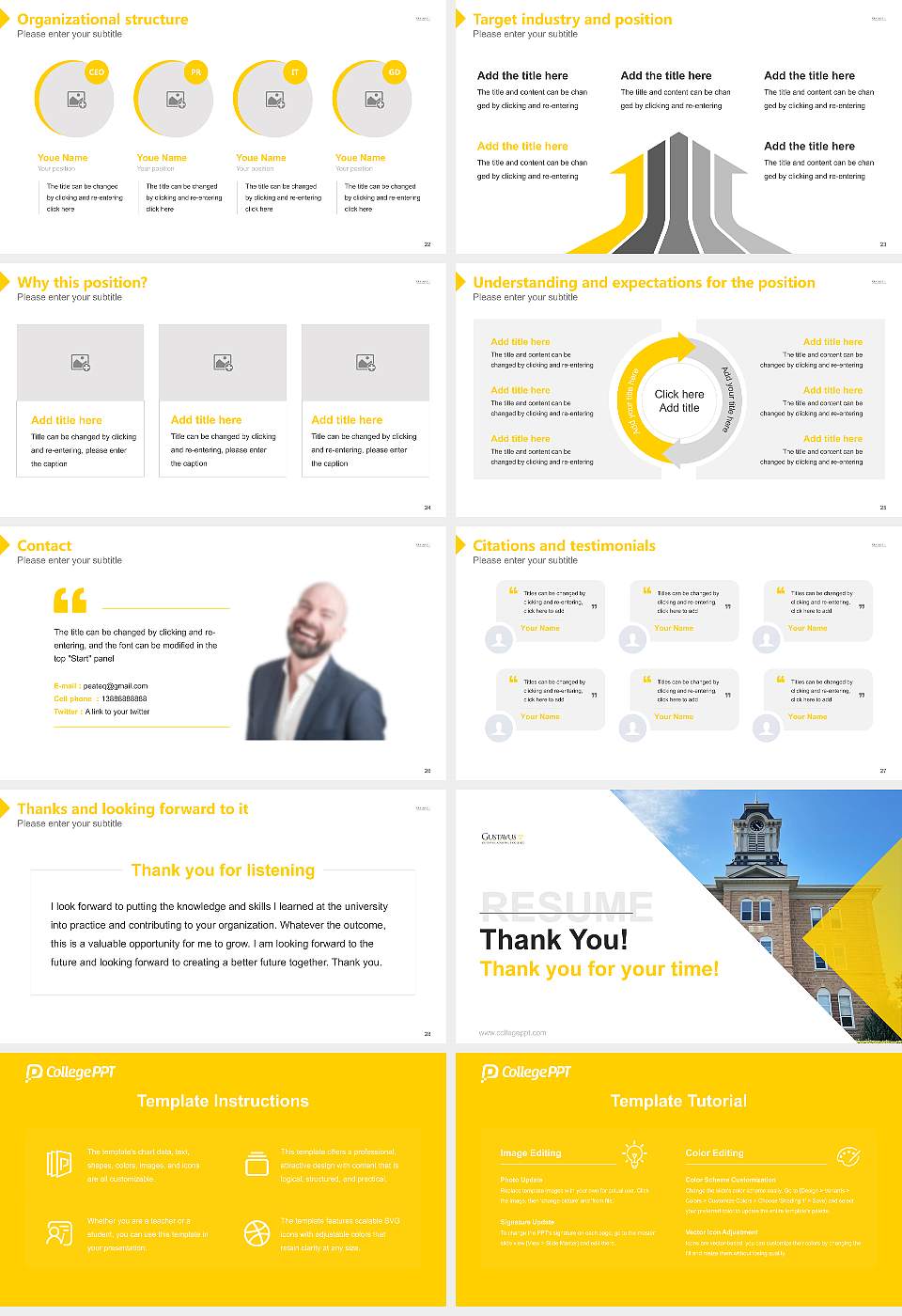 Gustavus Adolphus College Resume PPT Template16:9 ratio PPT effect preview image4