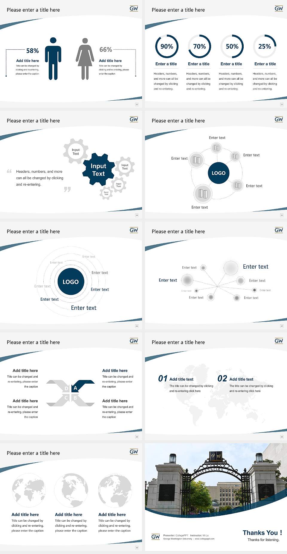 George Washington University Course/Courseware Creation PPT Template4:3 ratio PPT effect preview image4