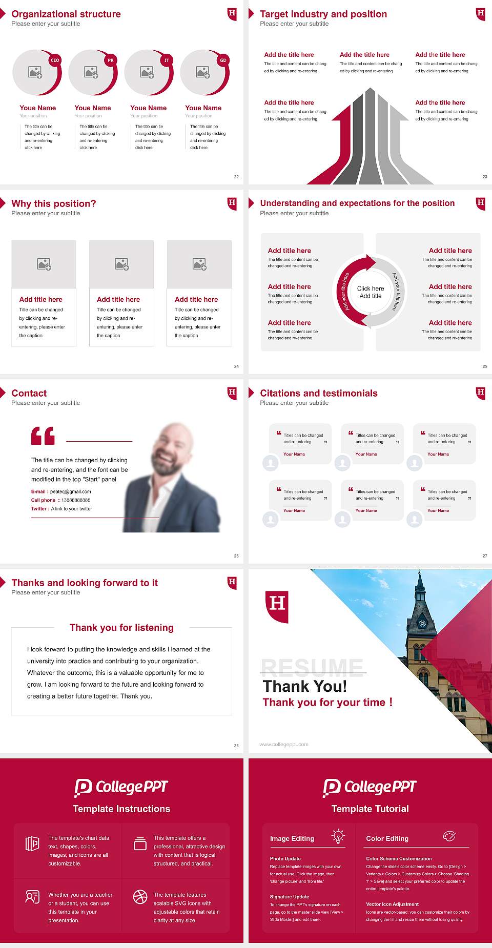 Hamline University Resume PPT Template4:3 ratio PPT effect preview image4