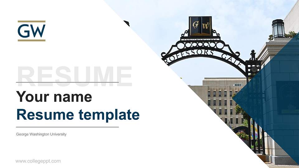 George Washington University Resume PPT Template16:9 ratio PPT effect preview image