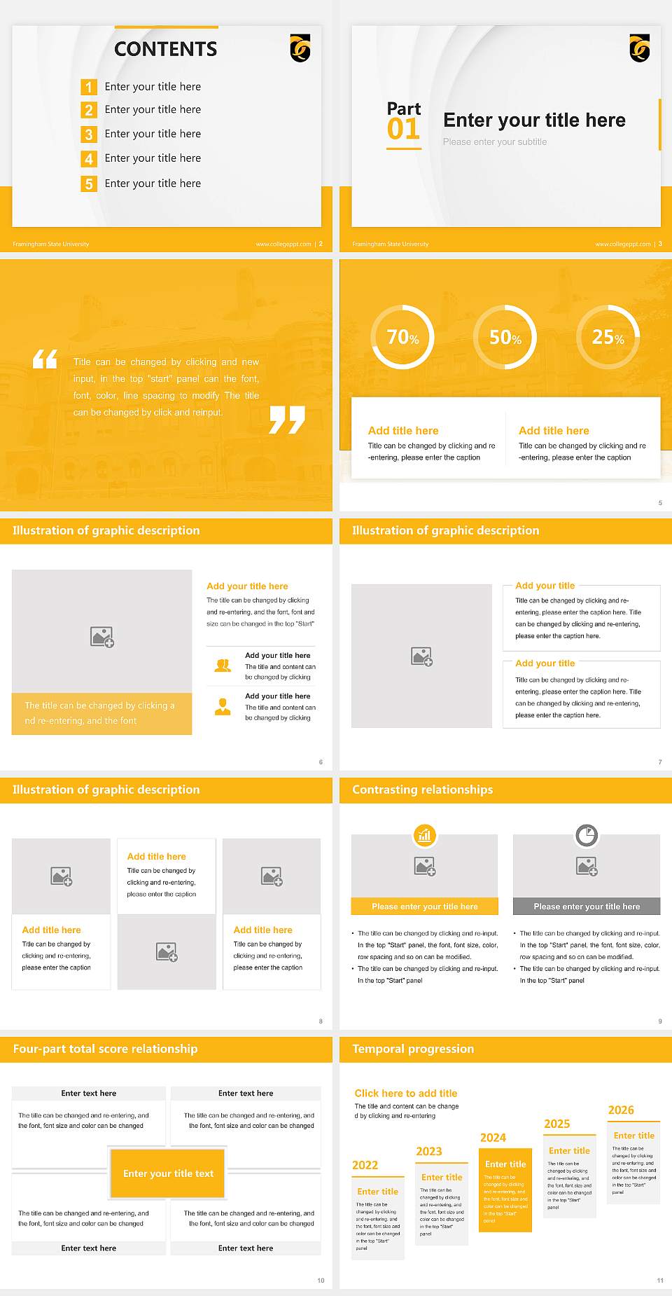 Framingham State University Thesis Proposal/Graduation Defense PPT Template4:3 ratio PPT effect preview image2