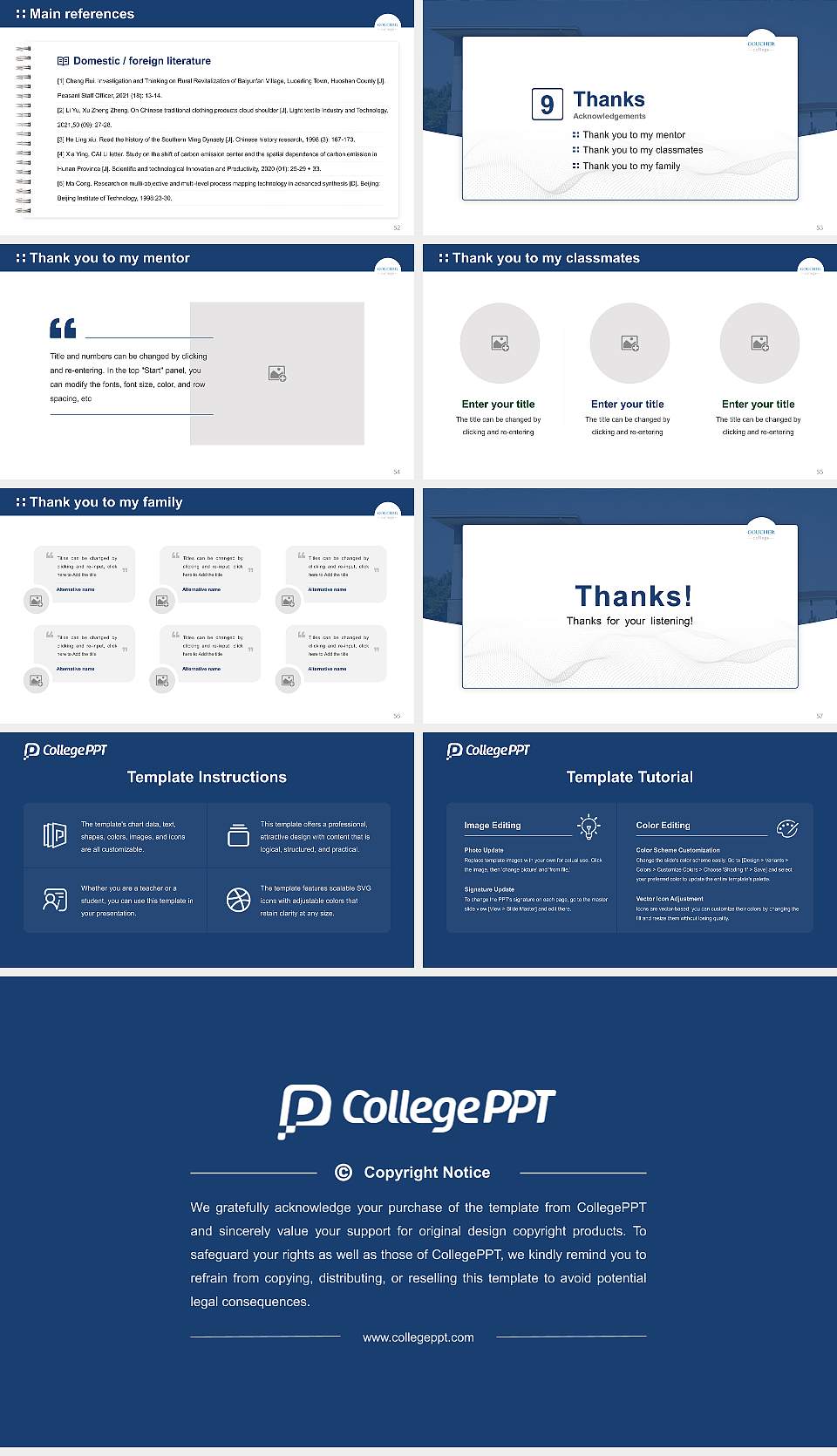 Goucher College Graduation Thesis Defense PPT Template16:9 ratio PPT effect preview image7