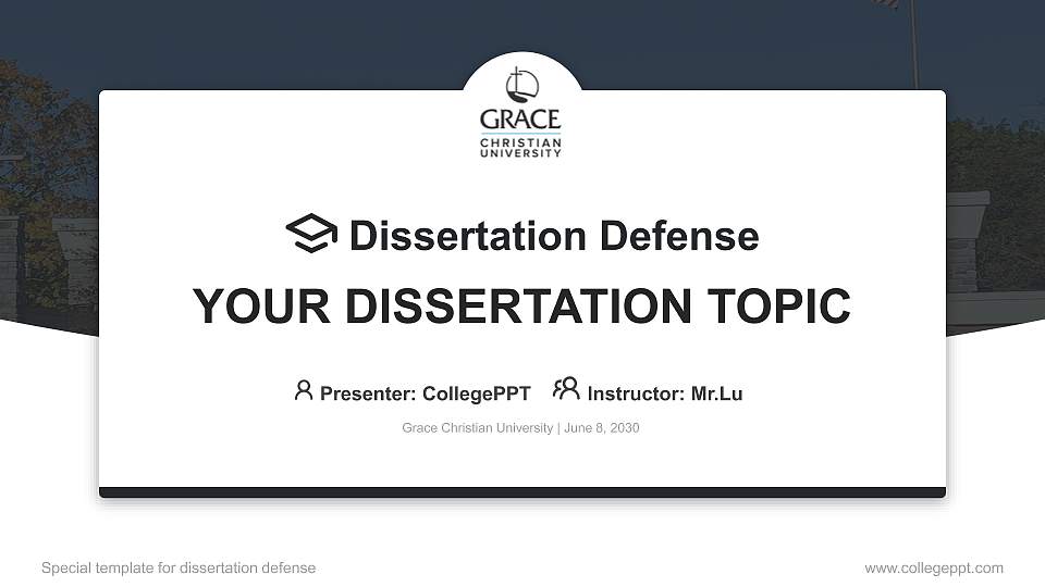 Grace Christian University Graduation Thesis Defense PPT Template16:9 ratio PPT effect preview image
