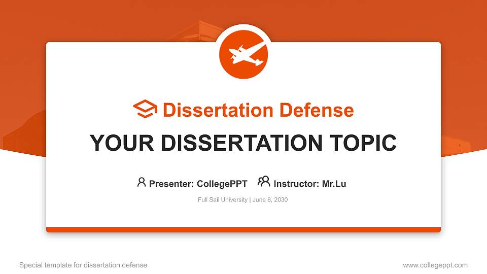 Full Sail University Graduation Thesis Defense PPT Template16:9 ratio PPT effect preview image