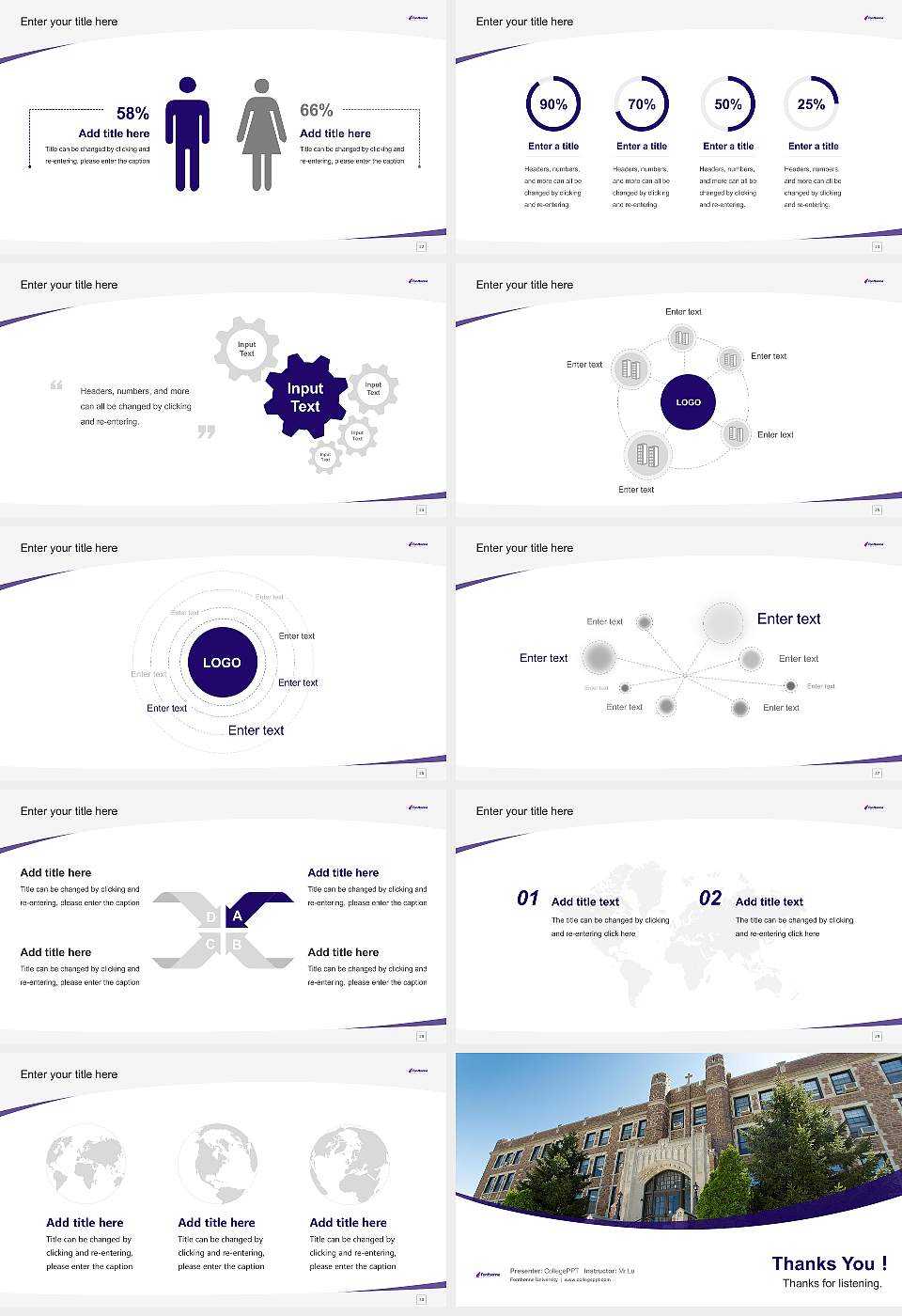 Fontbonne University Course/Courseware Creation PPT Template16:9 ratio PPT effect preview image4
