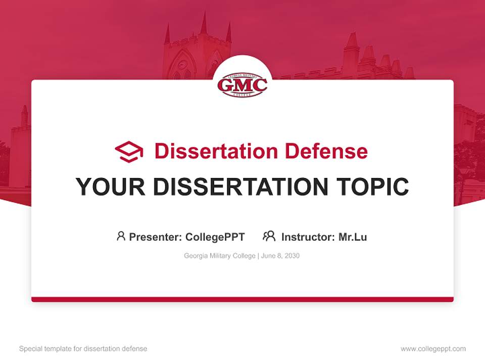 Georgia Military College Graduation Thesis Defense PPT Template4:3 ratio PPT effect preview image7