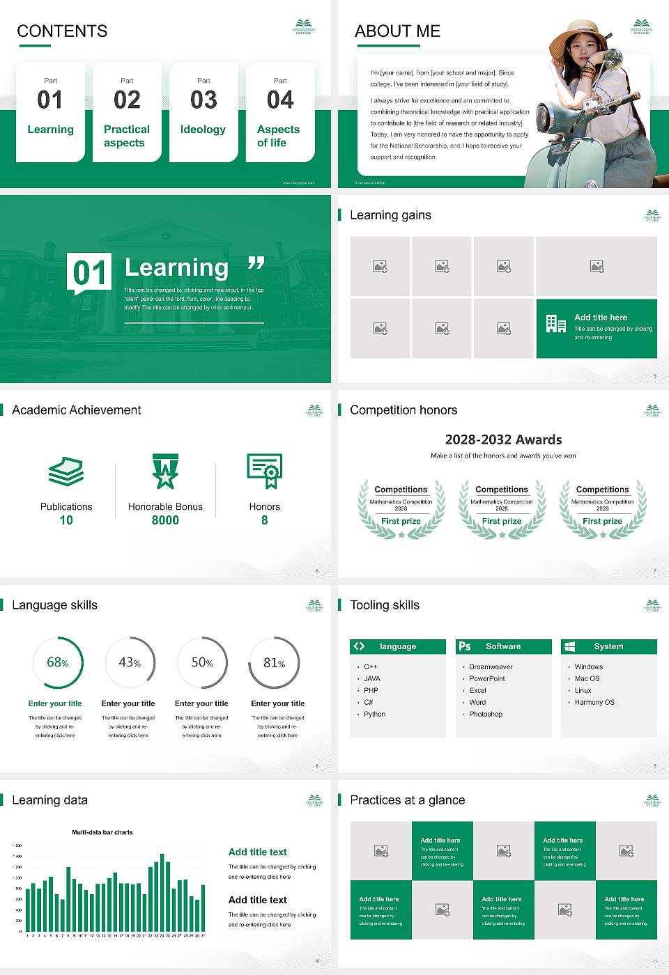 Greensboro College National Scholarship Defense PPT Template16:9 ratio PPT effect preview image2