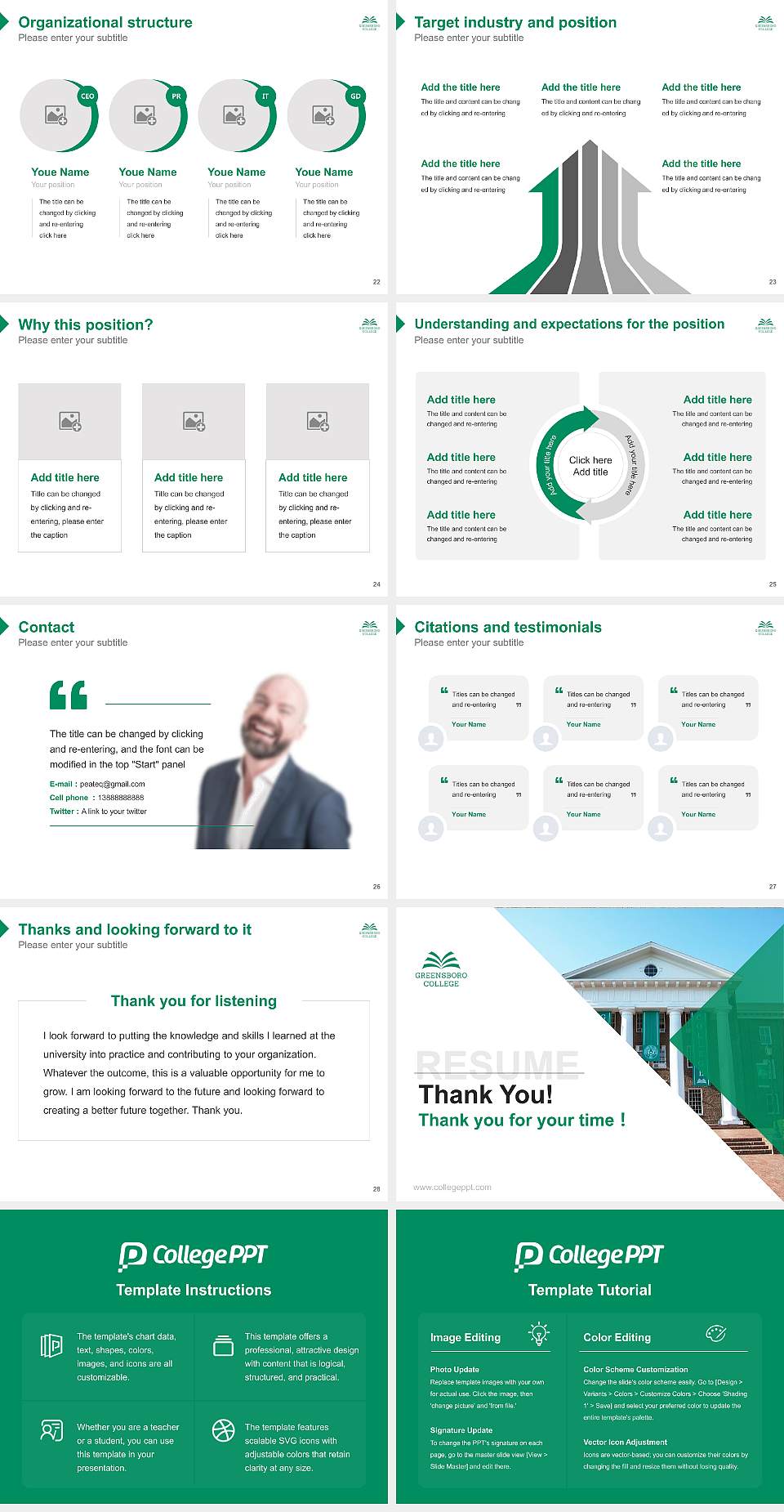 Greensboro College Resume PPT Template4:3 ratio PPT effect preview image4