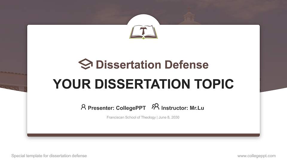 Franciscan School of Theology Graduation Thesis Defense PPT Template16:9 ratio PPT effect preview image