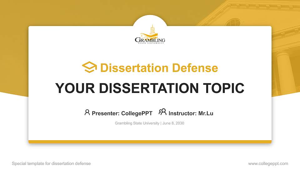 Grambling State University Graduation Thesis Defense PPT Template16:9 ratio PPT effect preview image