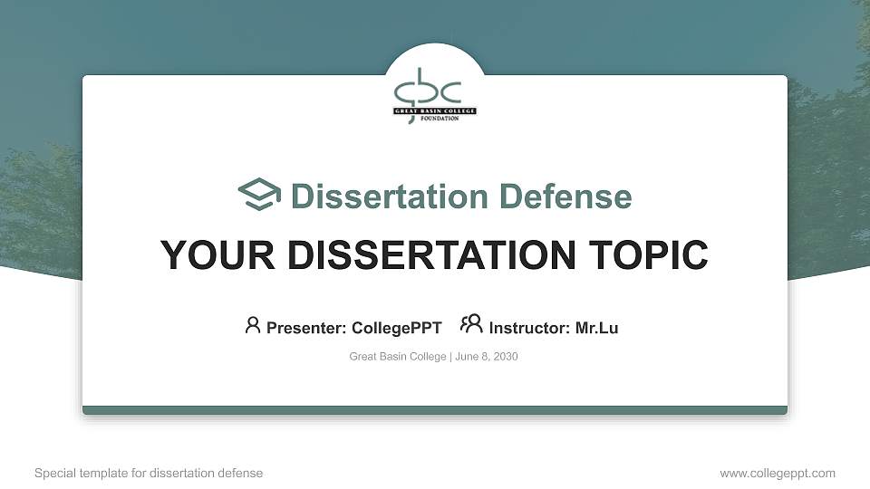 Great Basin College Graduation Thesis Defense PPT Template16:9 ratio PPT effect preview image