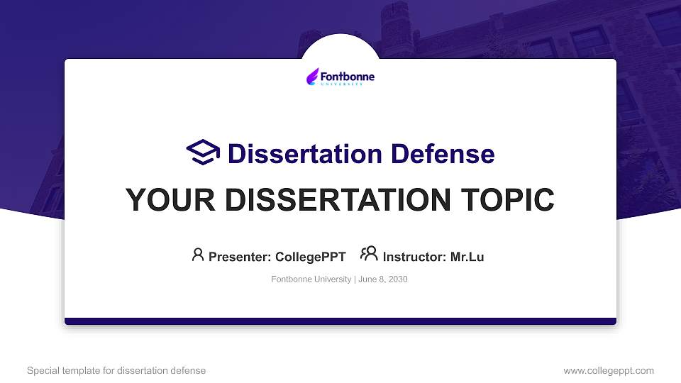 Fontbonne University Graduation Thesis Defense PPT Template16:9 ratio PPT effect preview image