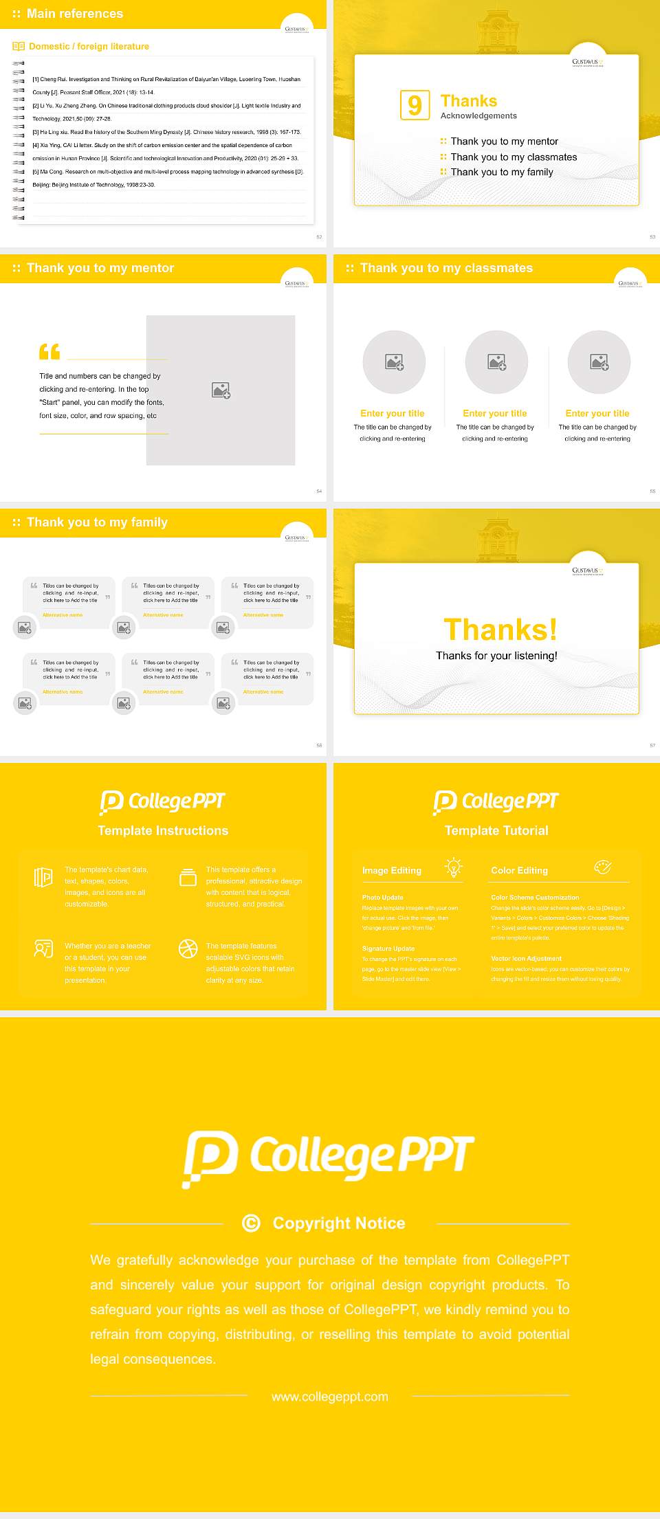 Gustavus Adolphus College Graduation Thesis Defense PPT Template4:3 ratio PPT effect preview image7