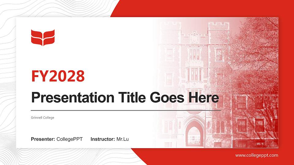 Grinnell College Academic Presentation/Research Findings Report PPT Template16:9 ratio PPT effect preview image