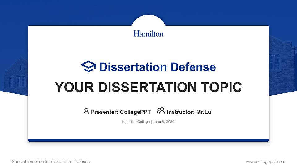 Hamilton College Graduation Thesis Defense PPT Template16:9 ratio PPT effect preview image