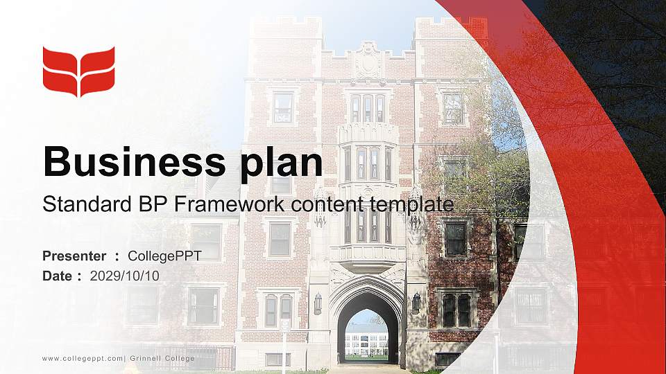 Grinnell College Competition/Entrepreneurship Contest PPT Template16:9 ratio PPT effect preview image