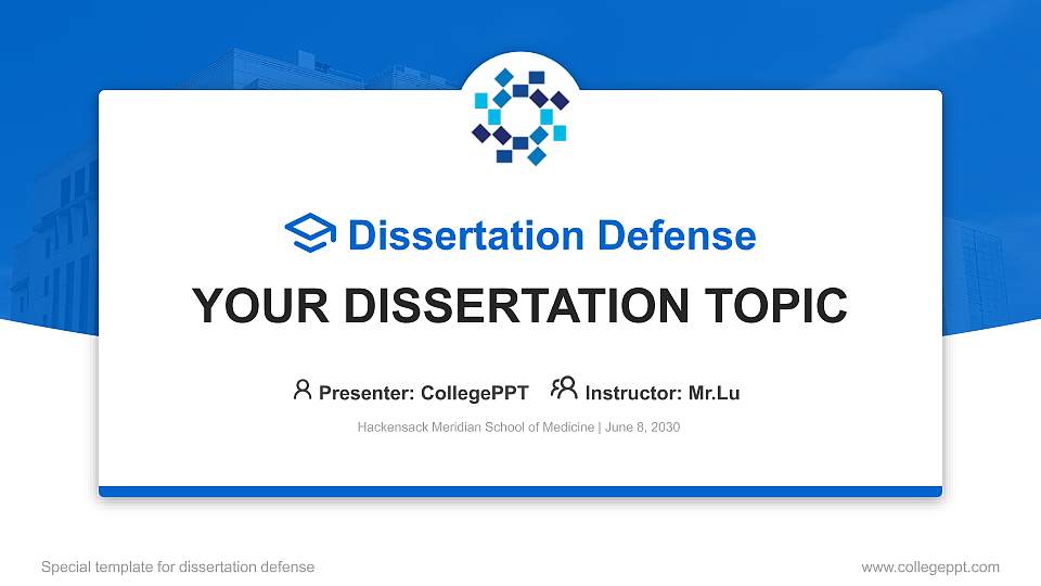Hackensack Meridian School of Medicine Graduation Thesis Defense PPT Template16:9 ratio PPT effect preview image