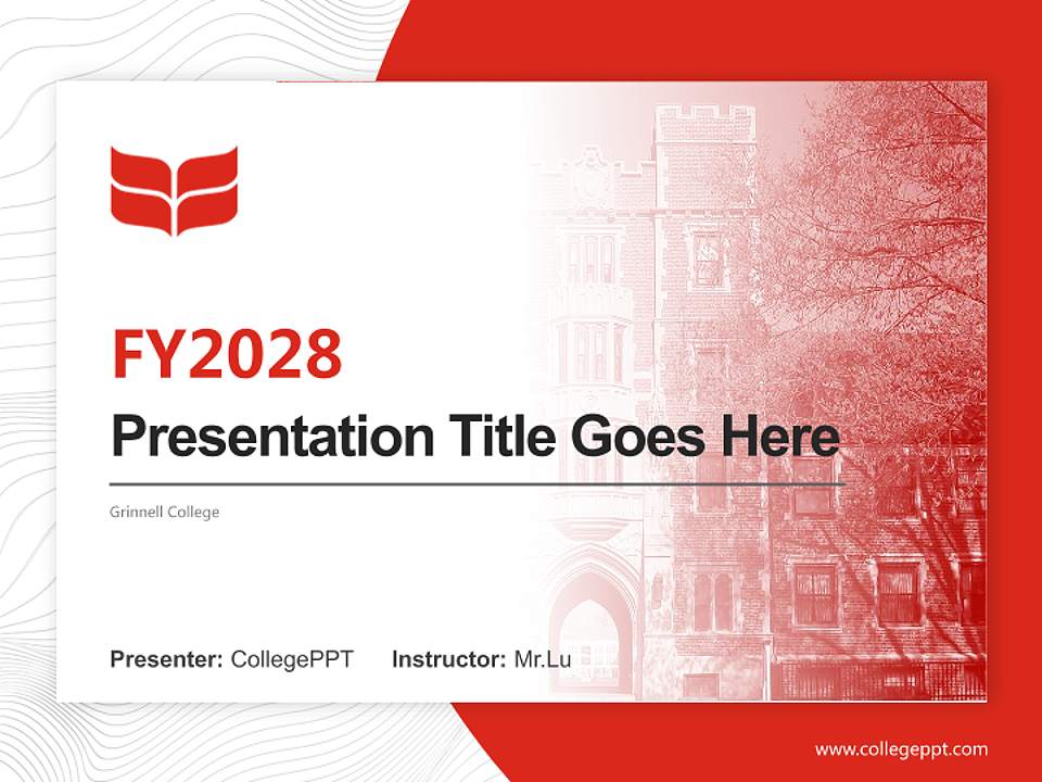 Grinnell College Academic Presentation/Research Findings Report PPT Template4:3 ratio PPT effect preview image5