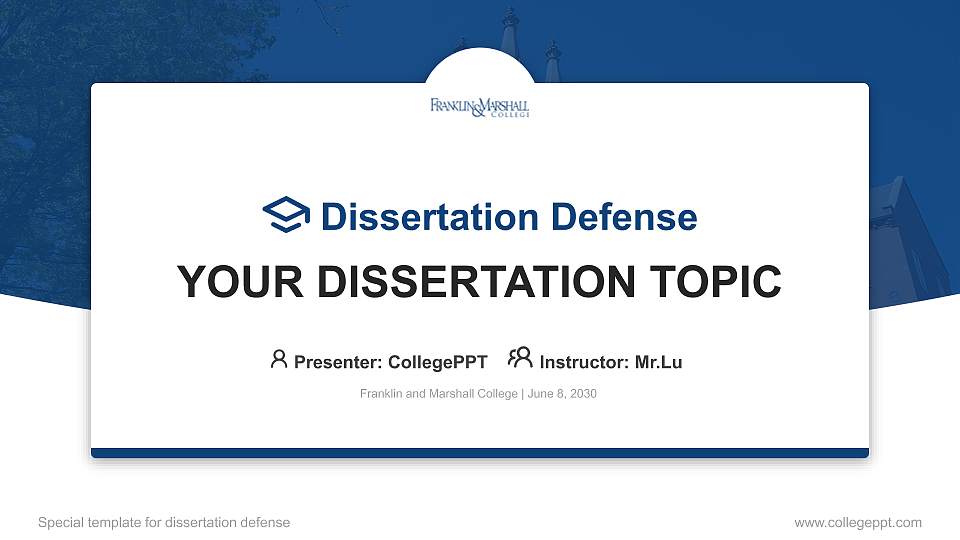 Franklin and Marshall College Graduation Thesis Defense PPT Template16:9 ratio PPT effect preview image