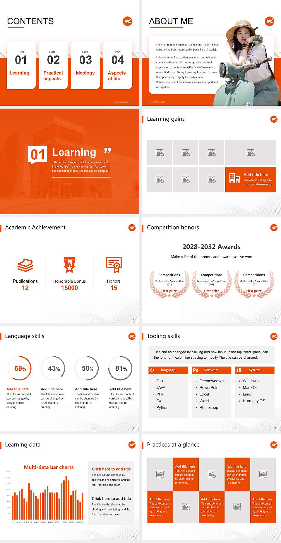 Full Sail University National Scholarship Defense PPT Template4:3 ratio PPT effect preview image2