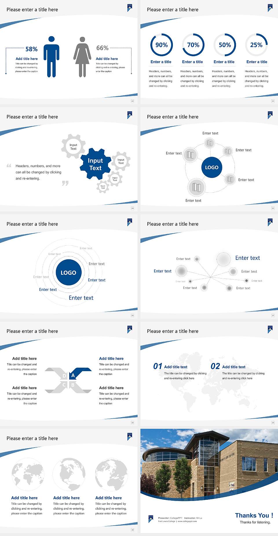 Fort Lewis College Course/Courseware Creation PPT Template4:3 ratio PPT effect preview image4