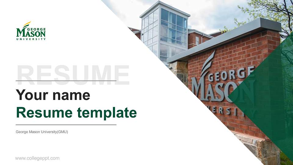 George Mason University(GMU) Resume PPT Template16:9 ratio PPT effect preview image