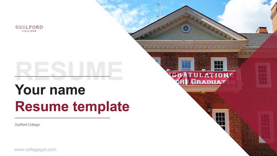 Guilford College Resume PPT Template16:9 ratio PPT effect preview image