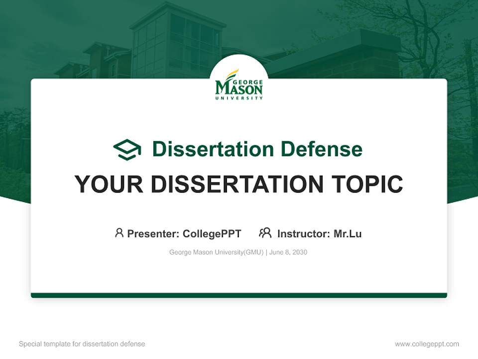George Mason University(GMU) Graduation Thesis Defense PPT Template4:3 ratio PPT effect preview image7