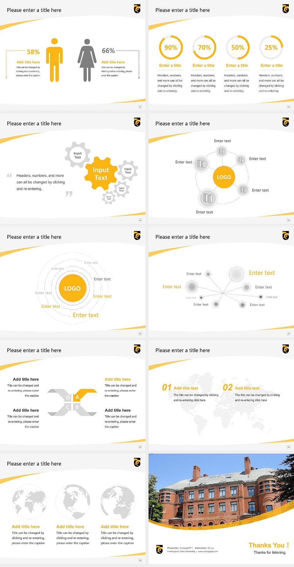 Framingham State University Course/Courseware Creation PPT Template4:3 ratio PPT effect preview image4