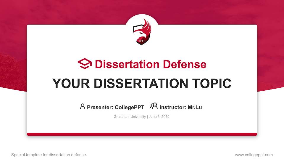 Grantham University Graduation Thesis Defense PPT Template16:9 ratio PPT effect preview image