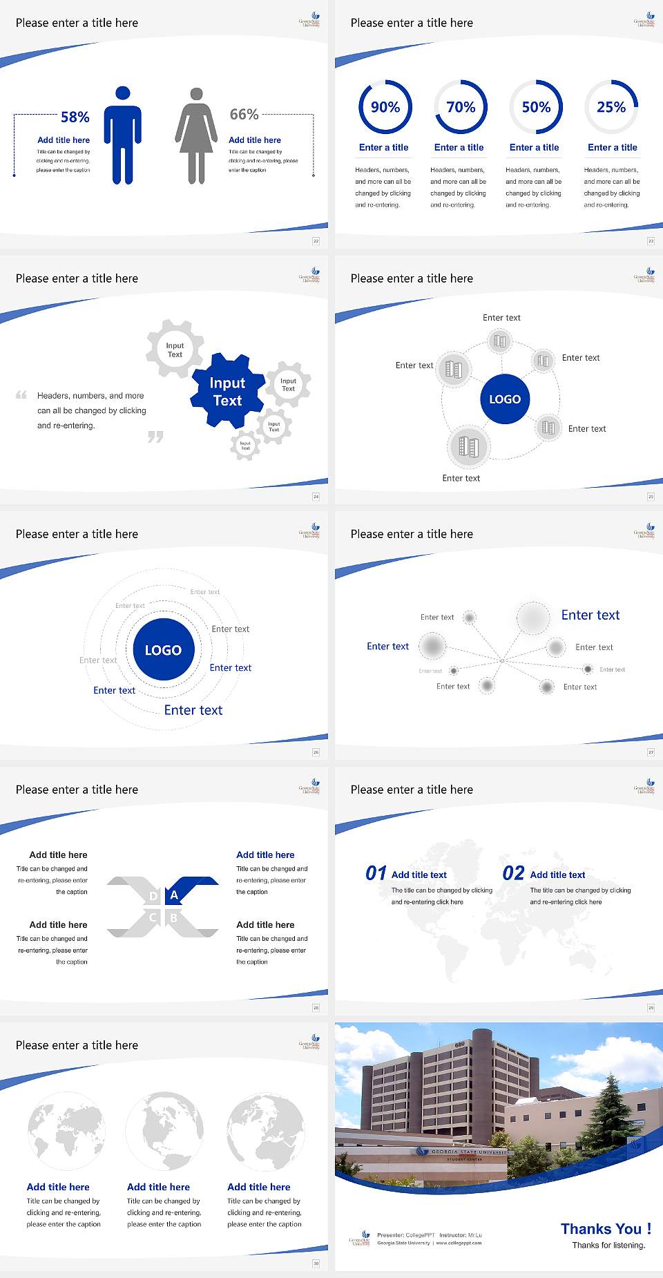 Georgia State University Course/Courseware Creation PPT Template4:3 ratio PPT effect preview image4