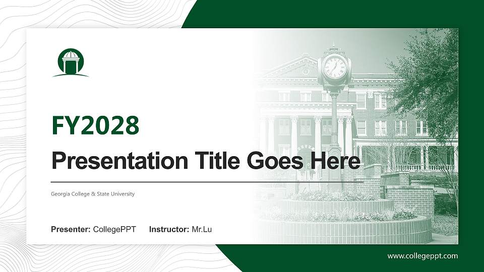 Georgia College & State University Academic Presentation/Research Findings Report PPT Template16:9 ratio PPT effect preview image