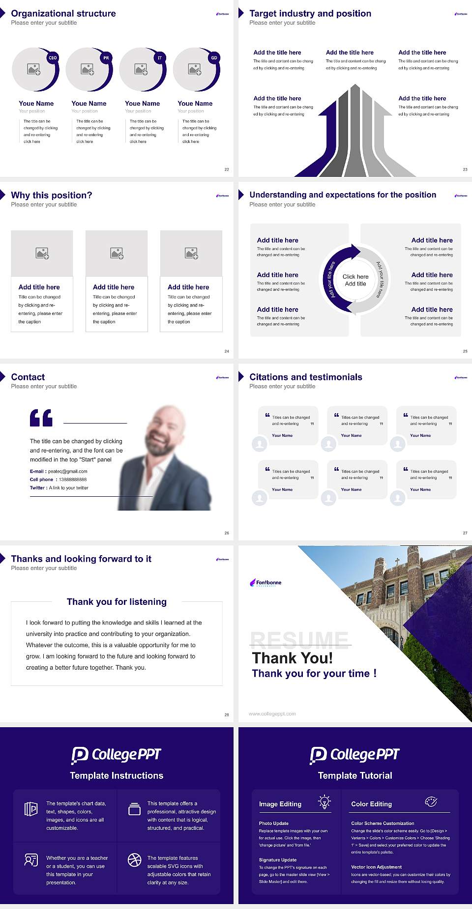 Fontbonne University Resume PPT Template4:3 ratio PPT effect preview image4