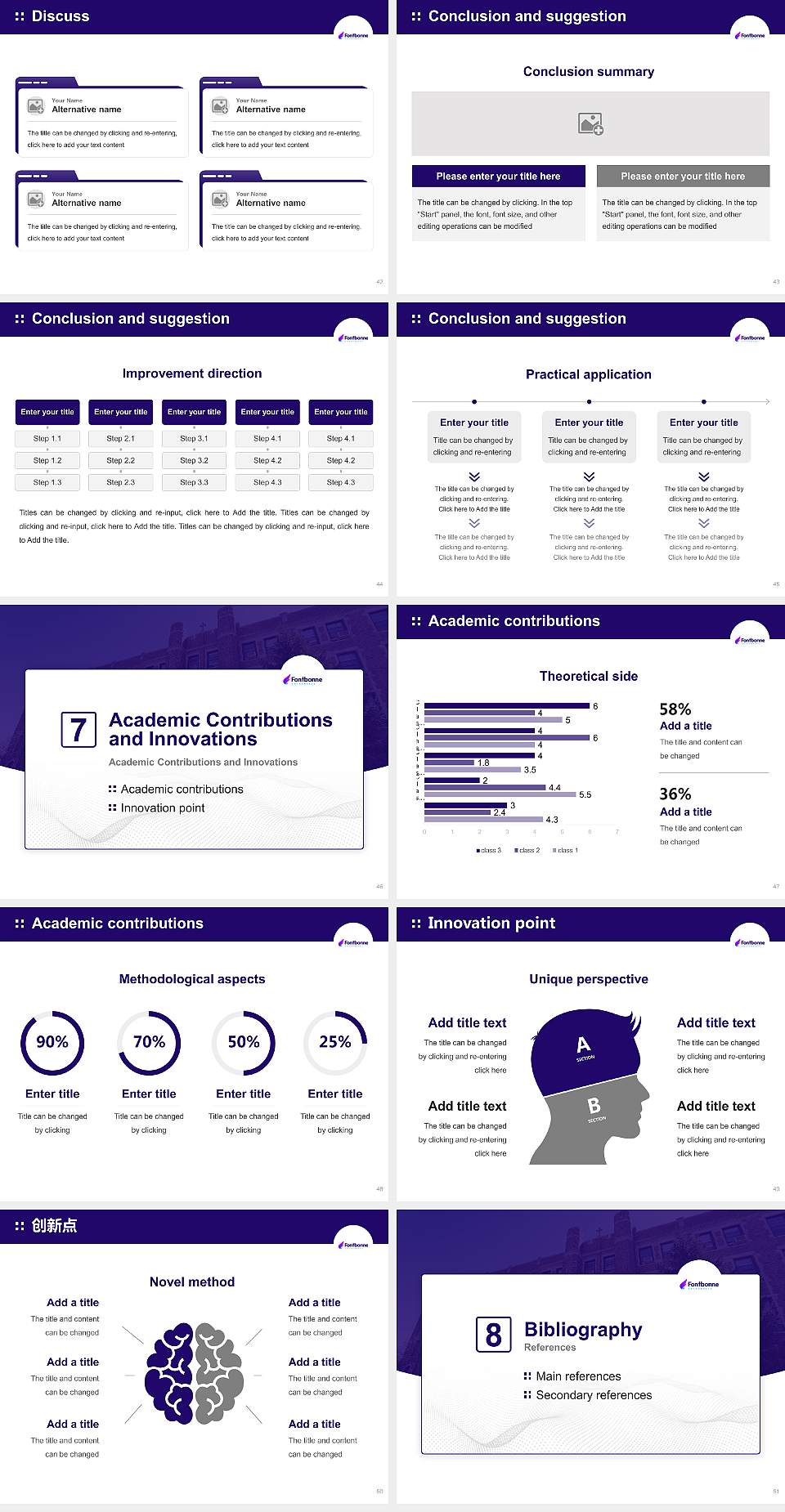 Fontbonne University Graduation Thesis Defense PPT Template4:3 ratio PPT effect preview image6