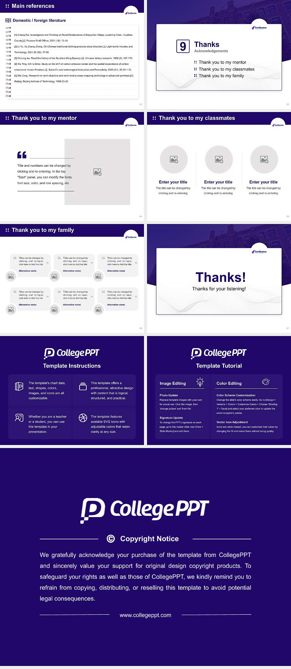 Fontbonne University Graduation Thesis Defense PPT Template4:3 ratio PPT effect preview image7