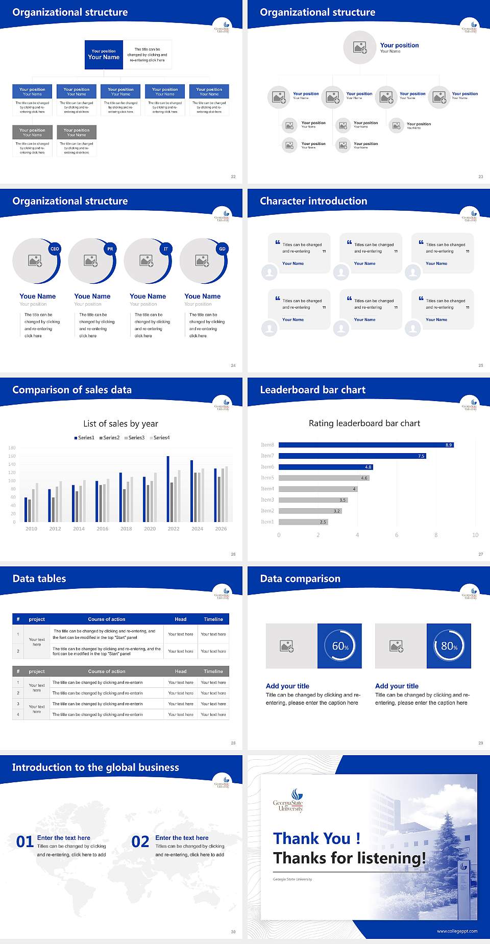Georgia State University Academic Presentation/Research Findings Report PPT Template4:3 ratio PPT effect preview image4