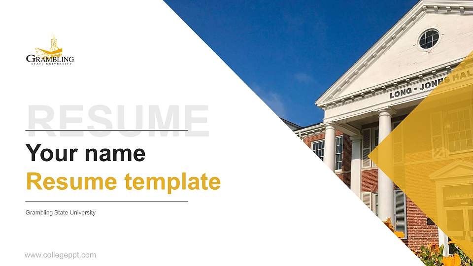 Grambling State University Resume PPT Template16:9 ratio PPT effect preview image