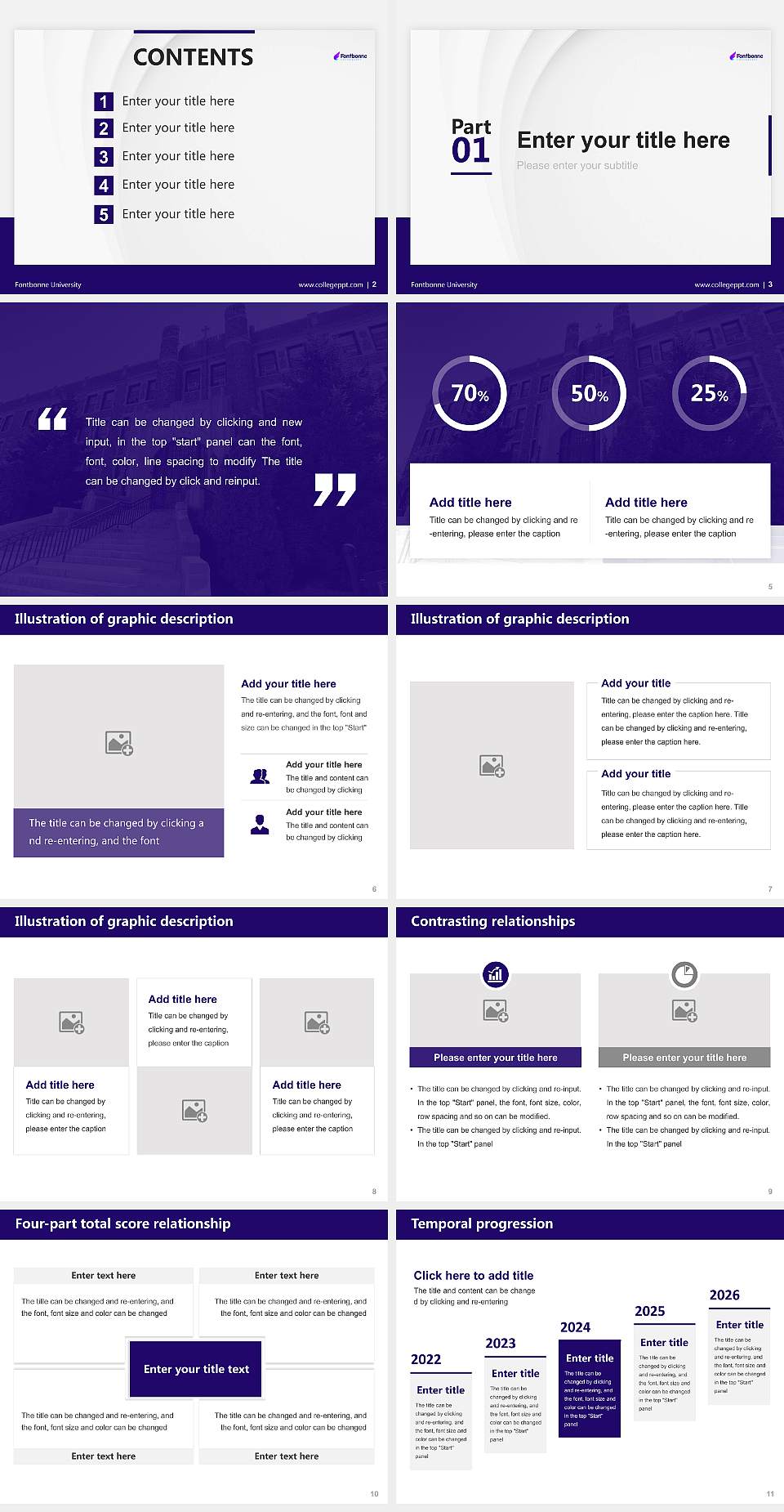 Fontbonne University Thesis Proposal/Graduation Defense PPT Template4:3 ratio PPT effect preview image2