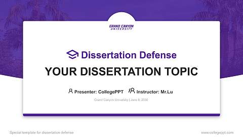 Grand Canyon University Graduation Thesis Defense PPT Template
