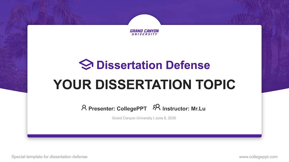 Grand Canyon University Graduation Thesis Defense PPT Template16:9 ratio PPT effect preview image