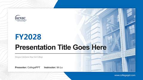 Glasgow Caledonian New York College Academic Presentation/Research Findings Report PPT Template