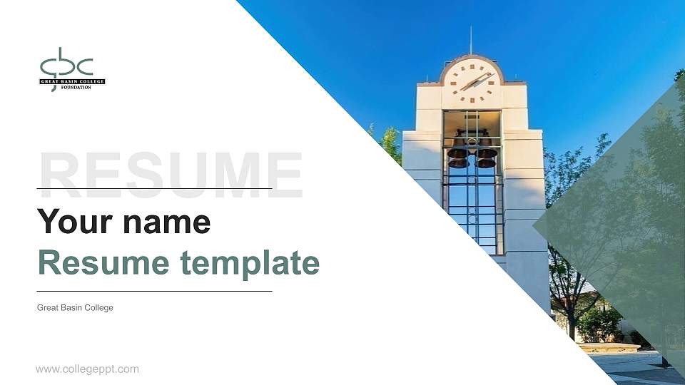 Great Basin College Resume PPT Template16:9 ratio PPT effect preview image